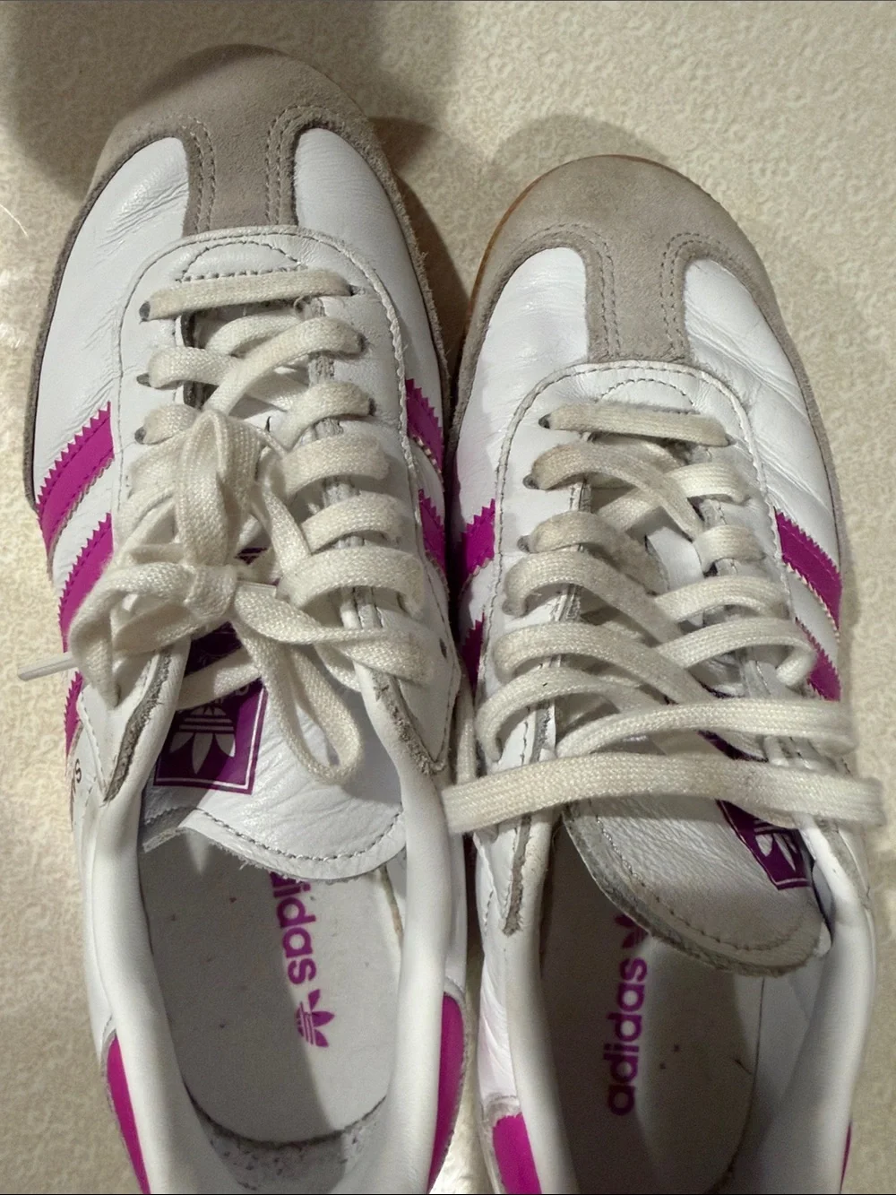 adidas Women's White & Pink Retro Samba Sneakers